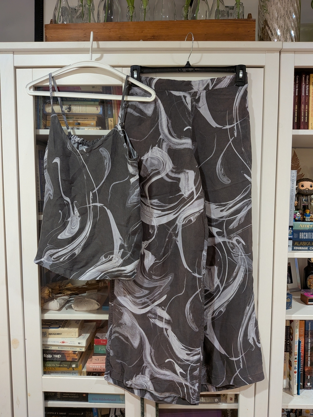 Athleta Gray Swirl Wide-Leg Pants with Matching Cami